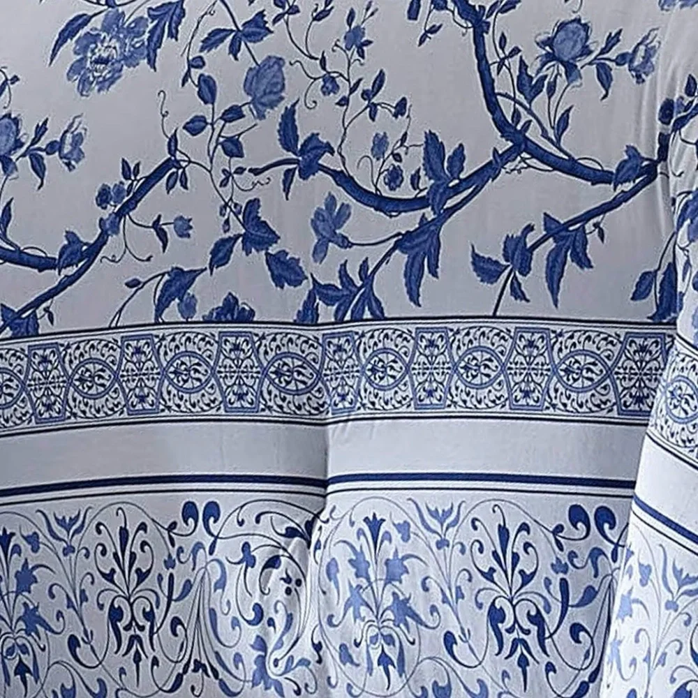 Laura Ashley Charlotte Blue Cotton Duvet Cover Set Blue - Queen- 3 Piece